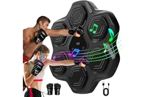 YHR Punching Music Boxing Machine, Wall Mounted Music Beat Boxing Machine with Gloves, Smart Bluetooth Music Punch Boxing Machine for Adults Kids Home Indoor Gym (Black)