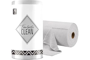 Fantasticlean Microfiber Cleaning Cloth Roll -75 Pack, Tear Away Towels, 12" x 12", Reusable Washable Rags (Grey)