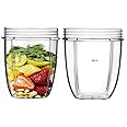 ELEFOCUS 2 X 18 oz Short Cups Compatible with Nutribullet 600W and 900W Model Blender Juicer