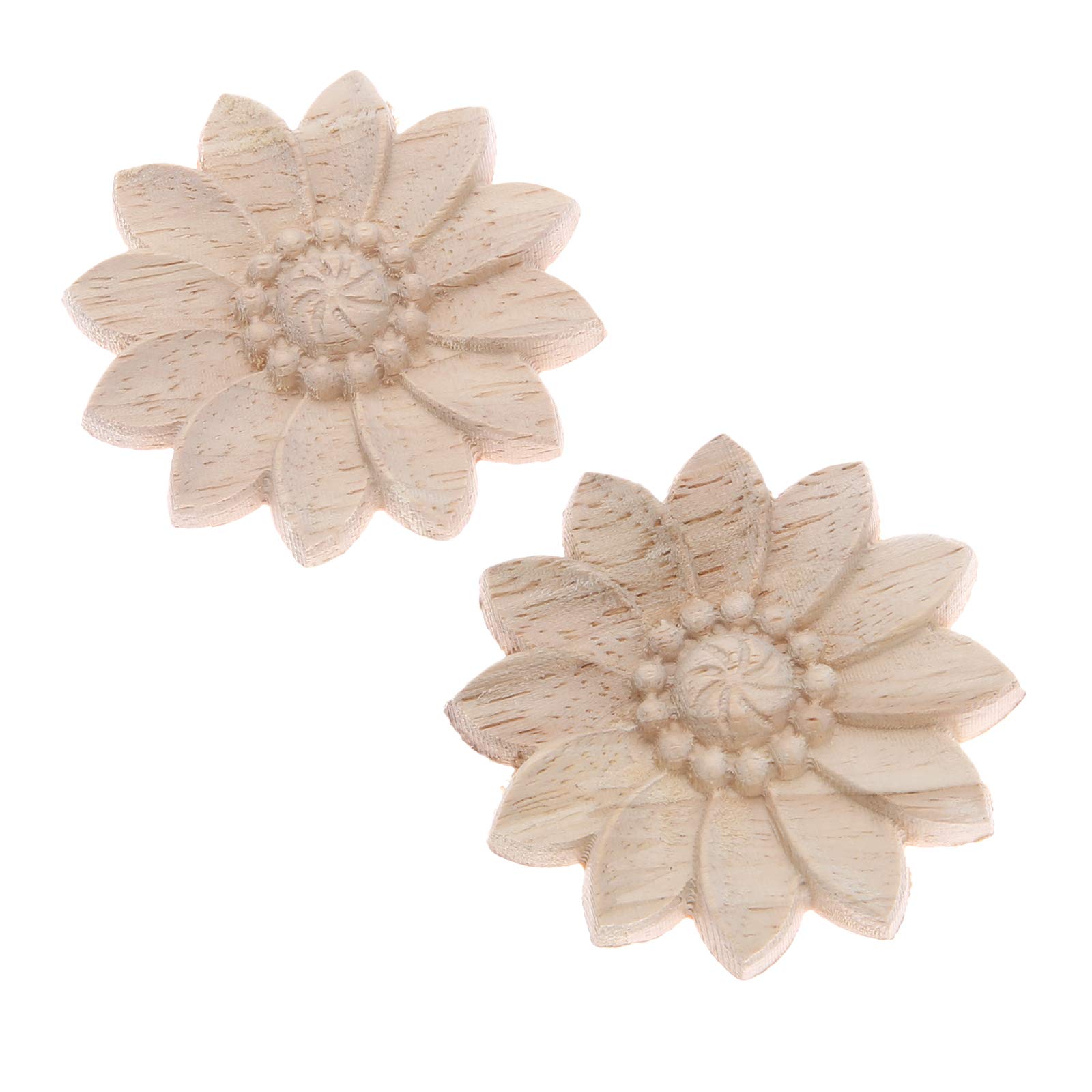 MUXSAM 2/10 Pcs Unpainted Exquisite Clear Flower Wood-Carved Corner Decal Applique Frame Onlay Furniture Decoration 6cm