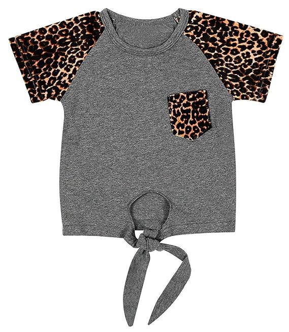 Buy KIDDAD Infant Baby Girls Leopard Print TShirt Tie Front Knot Tee