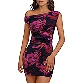 EIFFELT Women's Summer Mini Dress Sexy Floral Print Off The Shoulder Bodycon Short Dresses Going Out Party Club Outfits