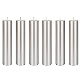 Mega Candles 6 pcs Unscented Solid Silver Pillar