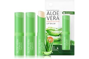 KYDA 3 Pcs Aloe Vera Lip Balm, Deep Hydrating Tinted Lip Balm, Reduce Fine Lines, Daily Lip Moisturizer for Dry Cracked Lips,