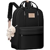 GAXOS Cute Backpack for School Aesthetic Backpack Purse for Women Girls Black Book Bag Korea Style Bookbag