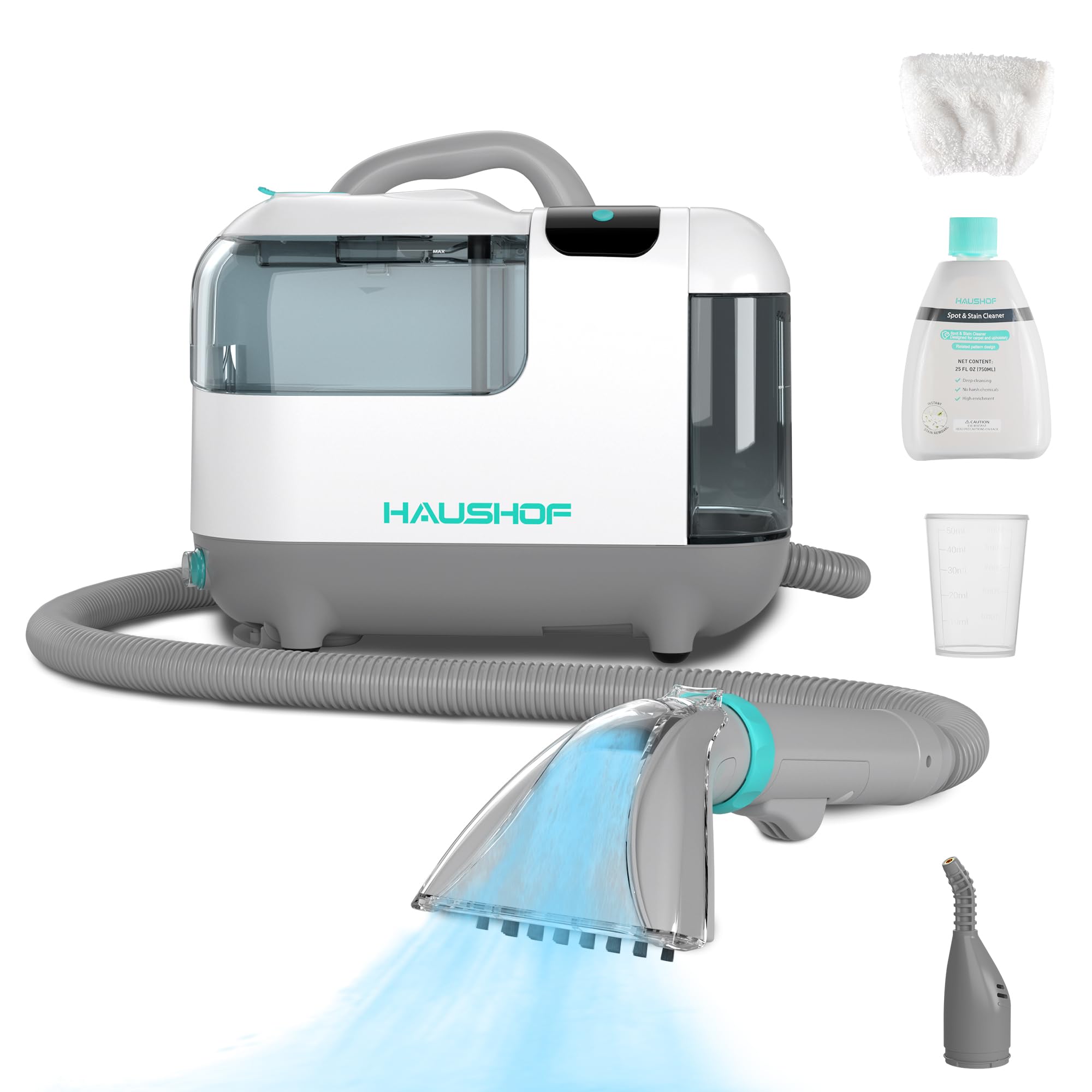 Photo 1 of HAUSHOF Steam Portable Carpet and Upholstery Cleaner, Deep Couch Cleaner Machine with 3 Powerful Cleaning Modes for Pet Stains, Sofa, Rug, Mattress, Car Seat and Curtain, Spot & Stain Cleaner Included