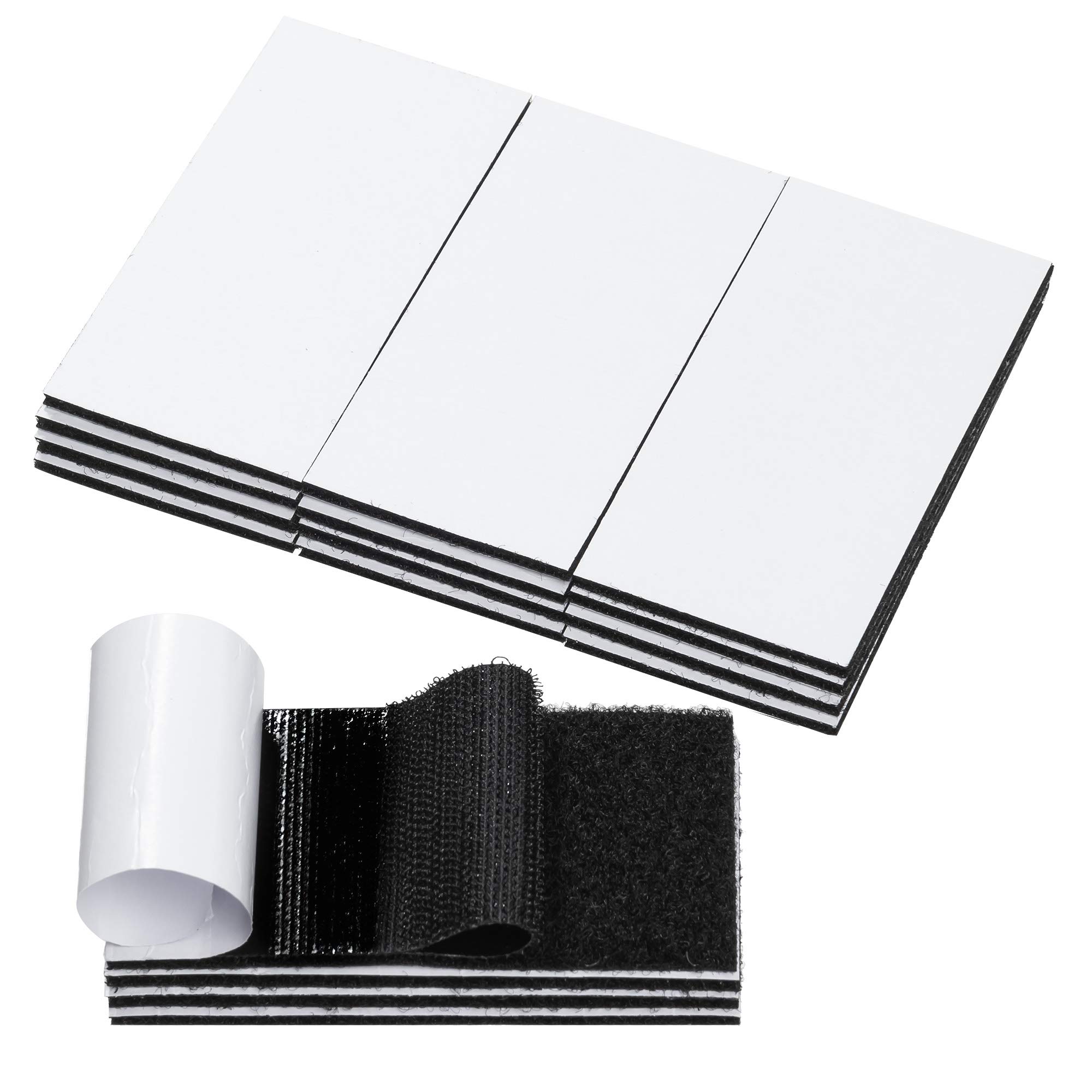 BRAVESHINE 12 Pack Industrial Strength Hook and Loop Strip Tape,Heavy Duty Sticky Pads,Self Adhesive Sticky Back Fastening Tape for Home, Office, School, Workshop Use (Black, 50x100mm)