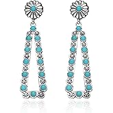 Western Jewelry Turquoise Earrings for Women Silver Western Earrings Country Concert Outfits for Women Cowboy Chic Rodeo Outfit Shirts Dress Accessories