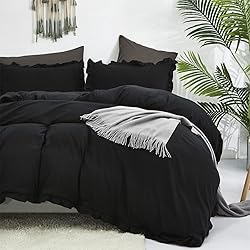 Luxlovery Black Ruffle Comforter Set California