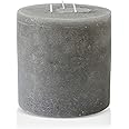 Bask Large Mottled Pillar Candles - Unscented - 6-Inch Diameter for Extra-Wide Holders - 3-Wick Candles for Home and Events - Gray