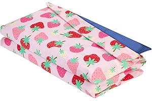 Wildkin Kids Cotton Nap Mat Cover – Soft, Sewn-in Flap, Durable & Fits 1.5" Vinyl Sleep Mats - Strawberry Patch