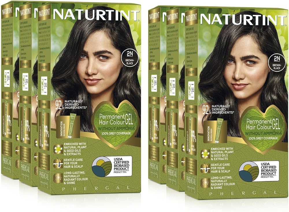 Naturtint 2N Brown-Black Permanent Hair Colour Six Pack Ammonia Free Vegan