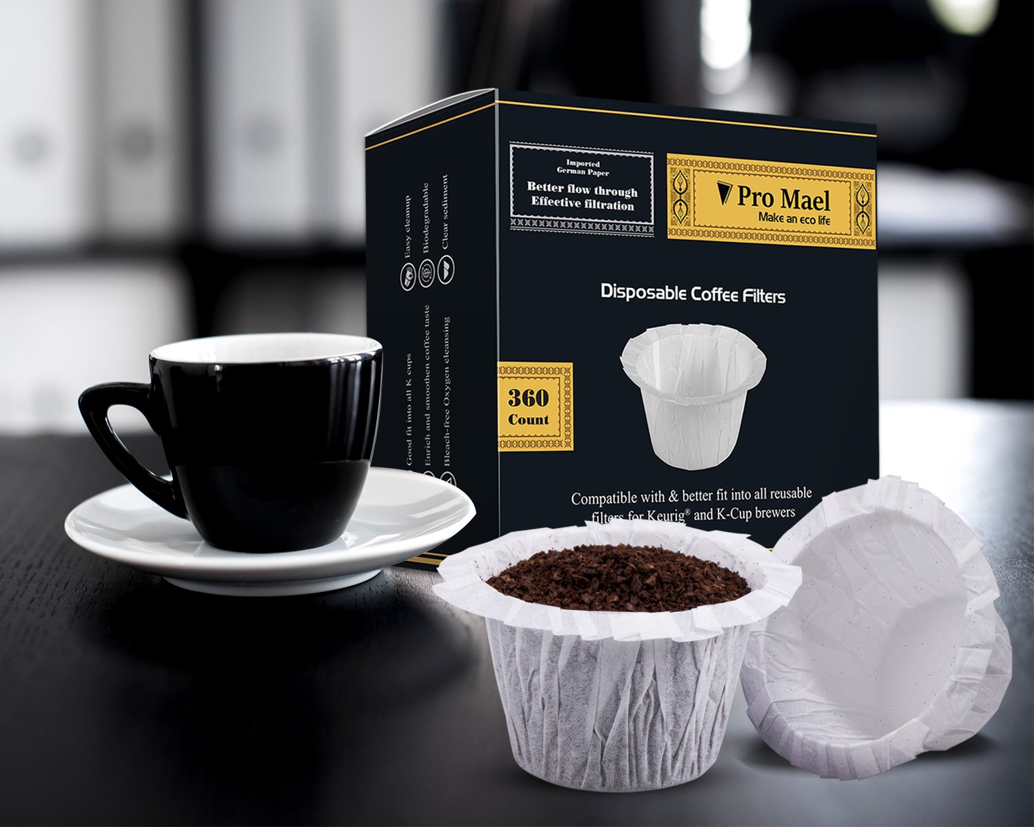 Disposable Coffee Filters 360 Counts Coffee Filter Paper for Keurig Brewers Single Serve 1.0 and 2.1 Use with All Brands K Cup Filter (1)