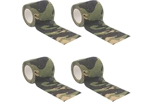 EKIND Multi-Functional Self-Adhesive Camouflage Tape Wrap, Waterproof and Non-Slip for Hunting Guns, Knife Handles, Camping Gear and More - 14.7ft Total Length (Jungle Camo, Pack of 4)