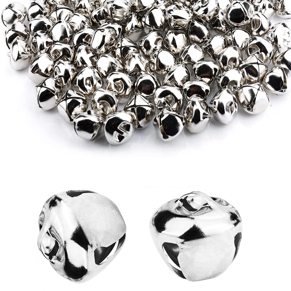 100 Pieces Jingle Bells,TopE 25mm Metal Jingle Bells for DIY Crafts,Christmas,Party,Weeding Deco (Silver, 25mm)