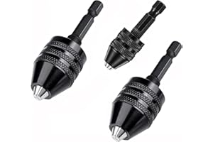 Chargenyang 3 Pcs Keyless Drill Chuck Bit 1/4 Inch Hex Shank Keyless Drill Chuck Conversion Tool,0.3-6.5mm&0.3-3.6mm&0.8-8mm 