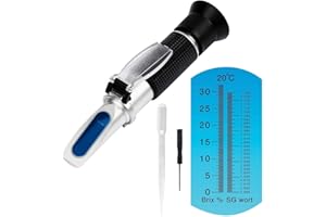 XRCLIF Beer Wort Refractometer for Homebrewing Beer, Dual Scale Specific Gravity 1.000-1.130 and Brix 0~32%, Beerbrewing Refractometer Hydrometer with (ATC) Autoction Temperature Compensation