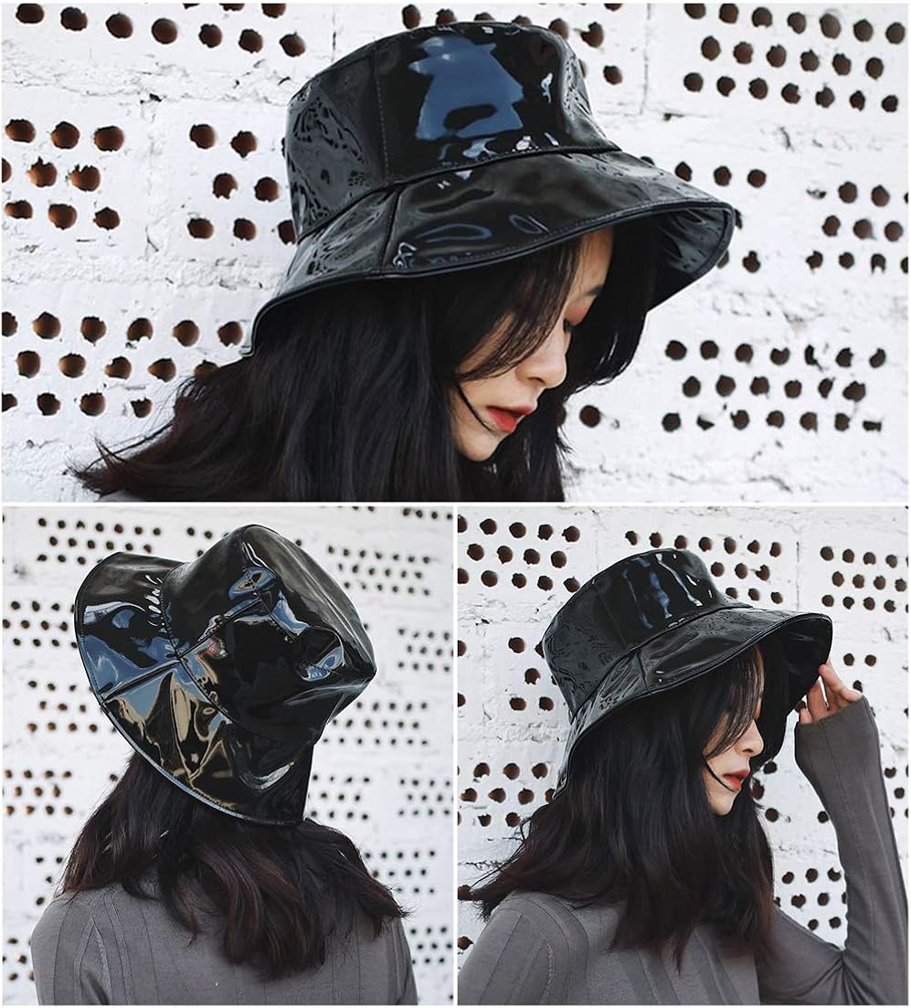 Women's Rain Hats Waterproof Rain Hat Wide Brim Bucket Hat Rain Cap Foldable and Portable, Easy to Carry (Black) at  Women’s Clothing store