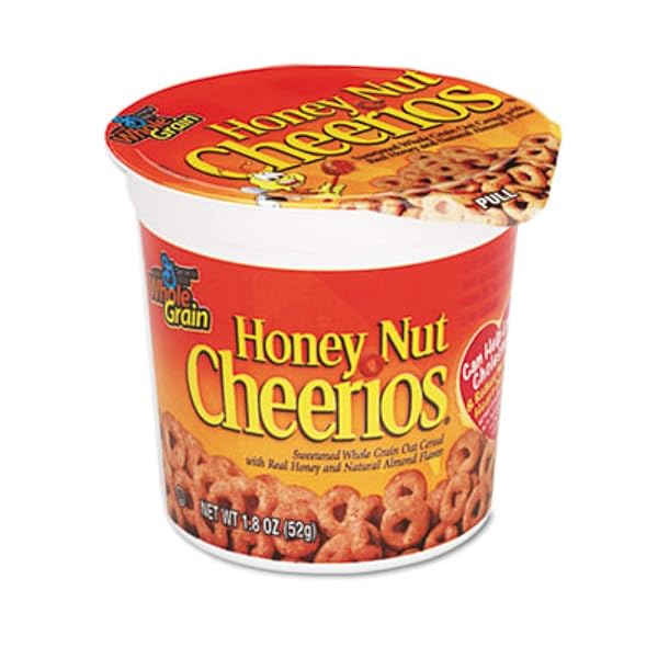 HONEY NUT CHEERIOS BREAKFAST CEREAL CUP, GLUTEN FREE, SINGLE SERVE CEREAL, 1.8 OZ