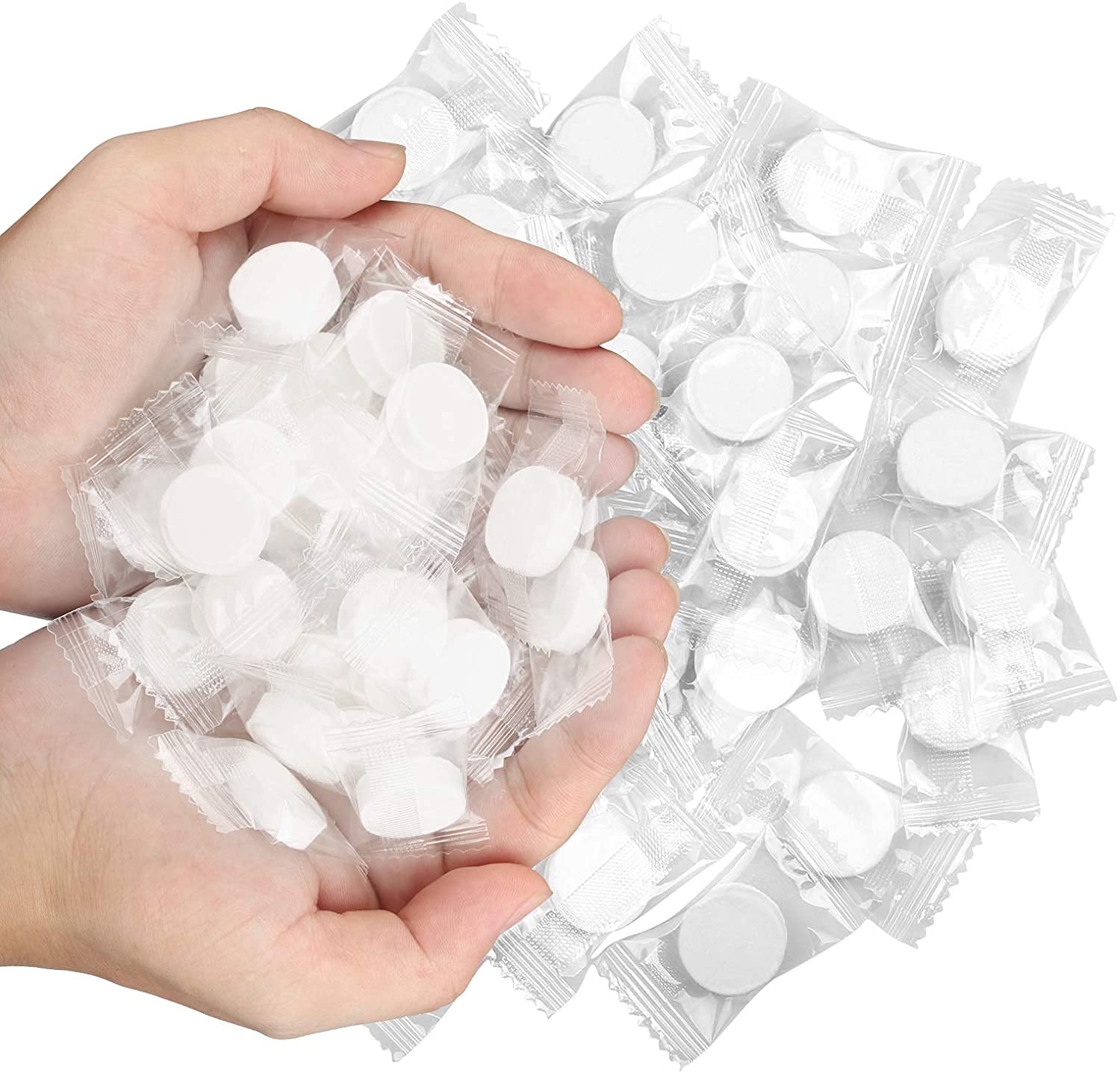 ZONSUSE Compressed Towels, Mini Travel Towel, Disposable Magic Towel, Portable Face Washrag, Soft Comfortable, Coin Size Hand Wipes for Travel Camping Hotel Restaurant Outdoor Sports Home (100 PCS)