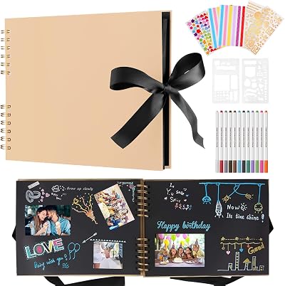 DazSpirit Photo Album Scrapbook 80 Pages 420 Photos Beige Kit with 12 Metallic