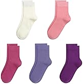 SERISIMPLE Kids Viscose Bamboo School Socks Soft flate Seam Color Anti Odor Thin Breathable Stretch Cuffs Girls Boy 5 Pairs
