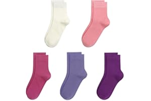 SERISIMPLE Kids Viscose Bamboo School Socks Soft flate Seam Color Anti Odor Thin Breathable Stretch Cuffs Girls Boy 5 Pairs