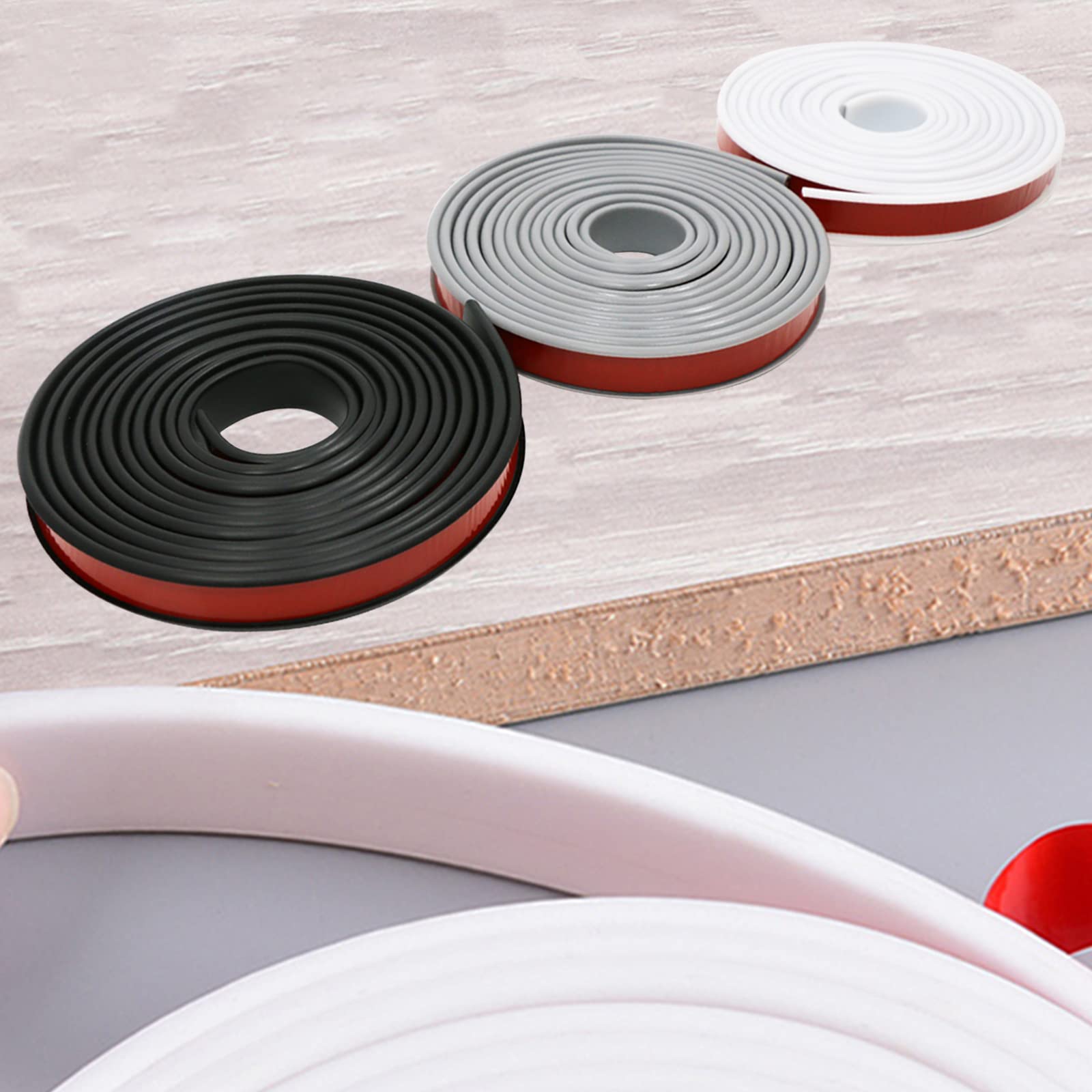 MRSHANG U-Shape Furniture Edge Banding, Self Adhesive Flexible TPE Edging Trim, Peel and Stick Veneer Edge Tape Protector, for Table Cabinet Worktop Restoration (14mm*3m,Grey)