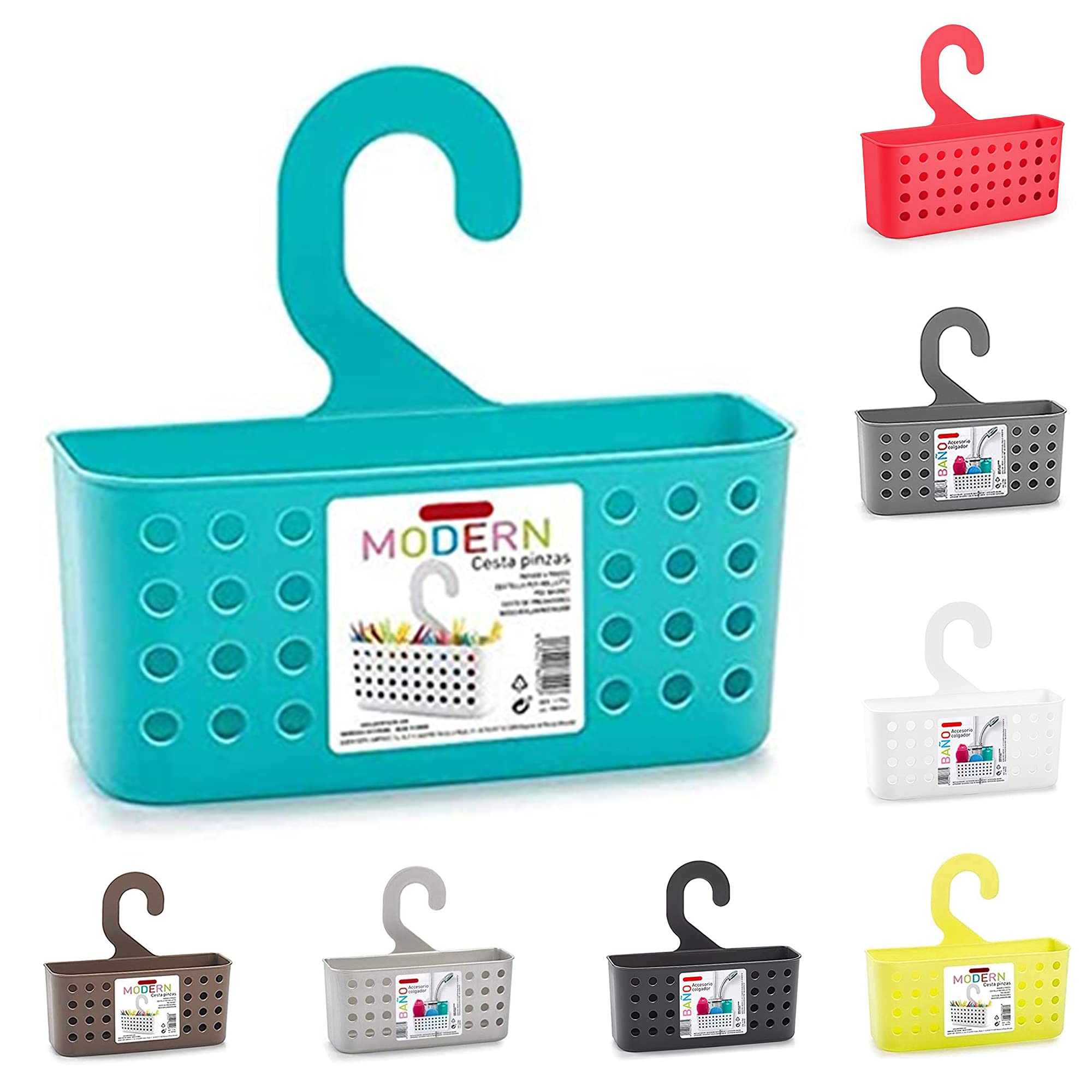 plastific Plastic Hanging Shower Basket Bathroom Caddy Basket Organizer (Turquoise, 26 x 8 x 24 cm)