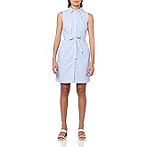Tommy Hilfiger Womens Sleeveless Collared Button Front Tie Waist Mini Shirt Dress