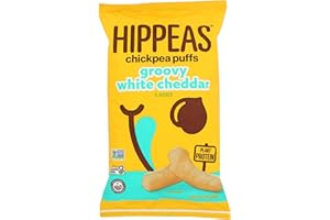 Hippeas Chickpea Puffs, Vegan White Cheddar, 4 Ounce (Pack of 1), 4g Protein, 3g Fiber, Vegan, Gluten-Free, Crunchy, Plant Protein Snacks