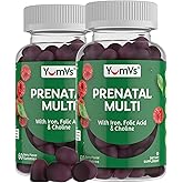 YUM-V'S YumVs Prenatal Gummies for Women - Prenatal Vitamins for Women with Folic Acid, Iron & Choline - Vegetarian & Kosher Pregnancy Vitamins - Womens Prenatal Multivitamin - 60 Count 2pk