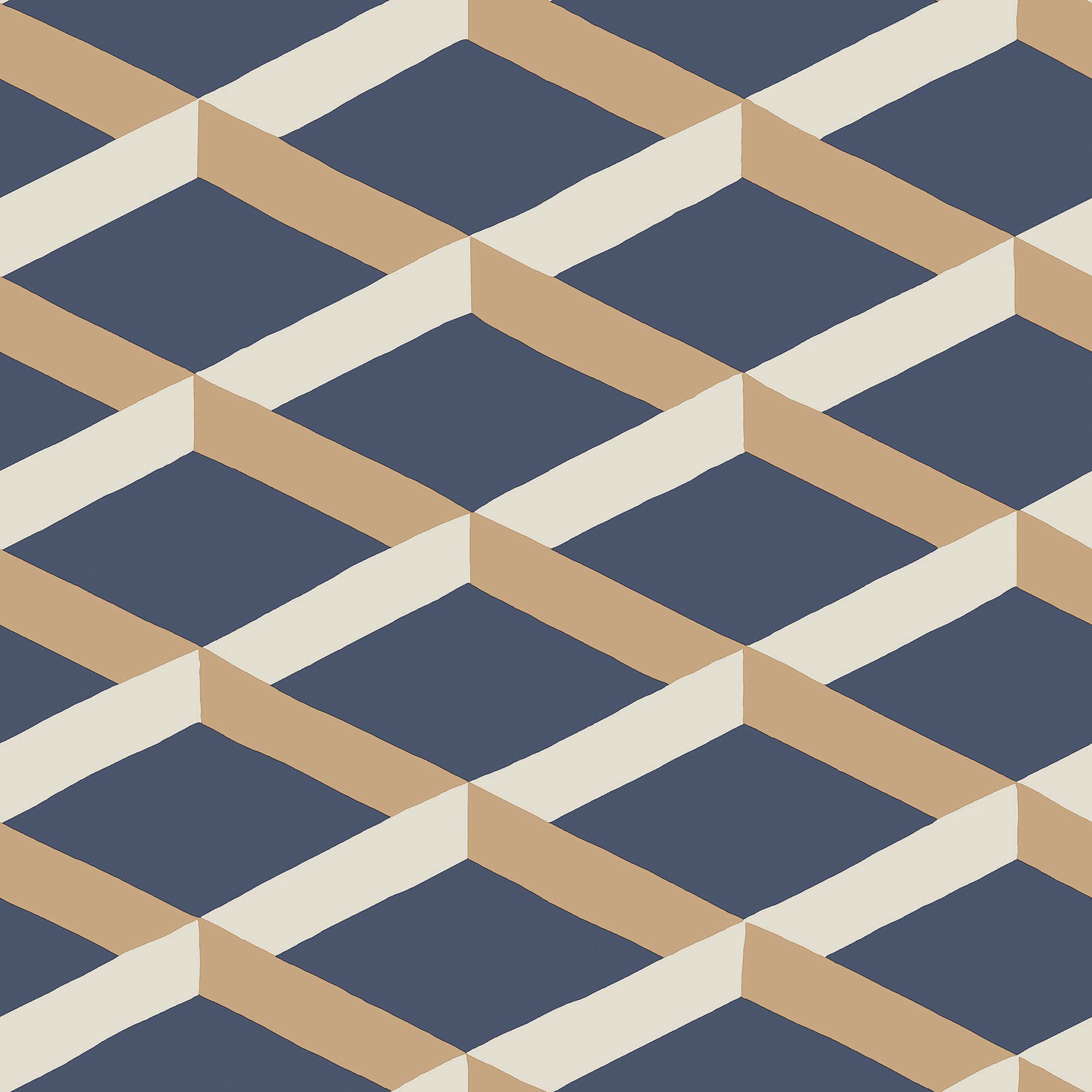 Galerie DA23252 Luxe Shadow Trellis Wallpaper, Mustard/Blue, 10.05m x 53cm