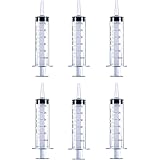 HaBeuniver 6 Pack 60ml Large Plastic Syringe with Cap, Catheter Tip, Sterile Individual Wrap for Scientific Labs, Dispensing 