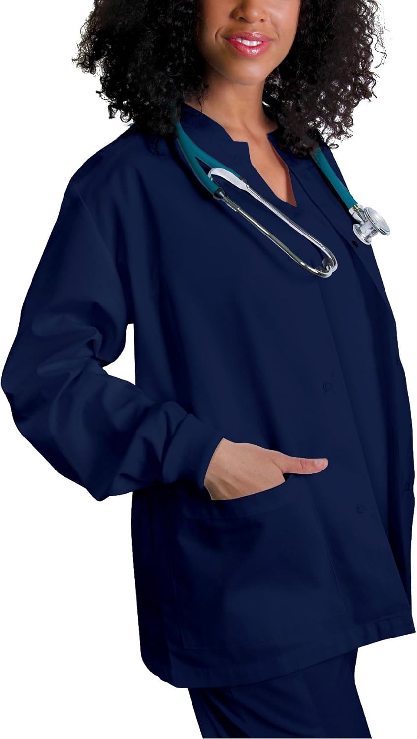 Adar Universal Scrubs for Women - Round Neck Warm-Up Scrub Jacket: Clothing
