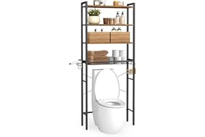 VASAGLE Over Toilet Storage, 4 Tier Bathrrom Storage Shelf Over Toilet,Bathroom Organizer Shelf with Adjustable Shelves and B