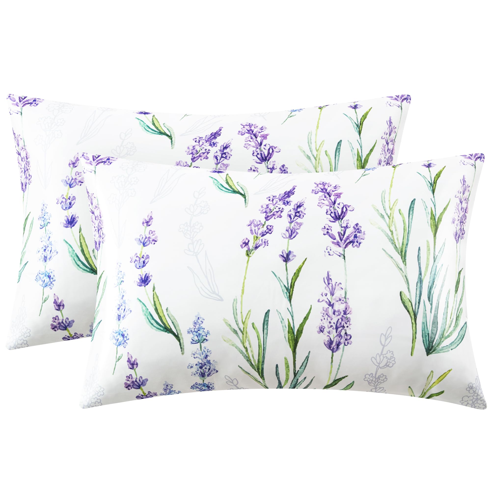 Photo 1 of EXQ Home Satin Pillowcase for Hair and Skin Queen - Lavender Printed Silk Pillowcase 2 Pack 20x30 inches - Satin Pillow Cases Set of 2 with Envelope Closure, Gifts for Women