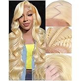 Femca 613 13x6 Lace Front Wig Human Hair 30 Inch 100% Real Blonde Wig Human Hair Body Wave HD Lace Front Wigs Human Hair 200 Density Easily Stained No Tangle Minimal Shedding Longer Life
