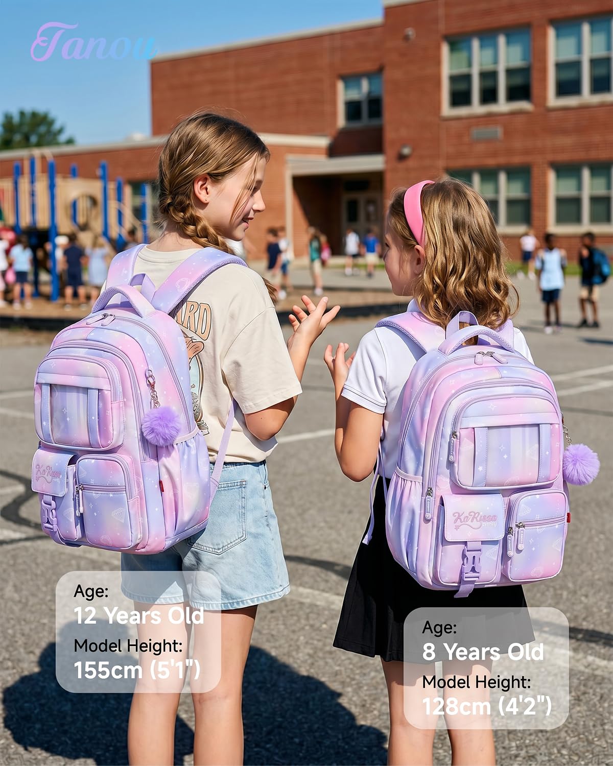 Tanou Schultasche Mädchen Rucksack Schule Mädchen der 1. bis 4. Klasse 2