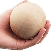 ZOENHOU 4 Pieces 3 Inch Wooden Round Ball, Unfinished Natural Wood Craft Balls for DIY Projects