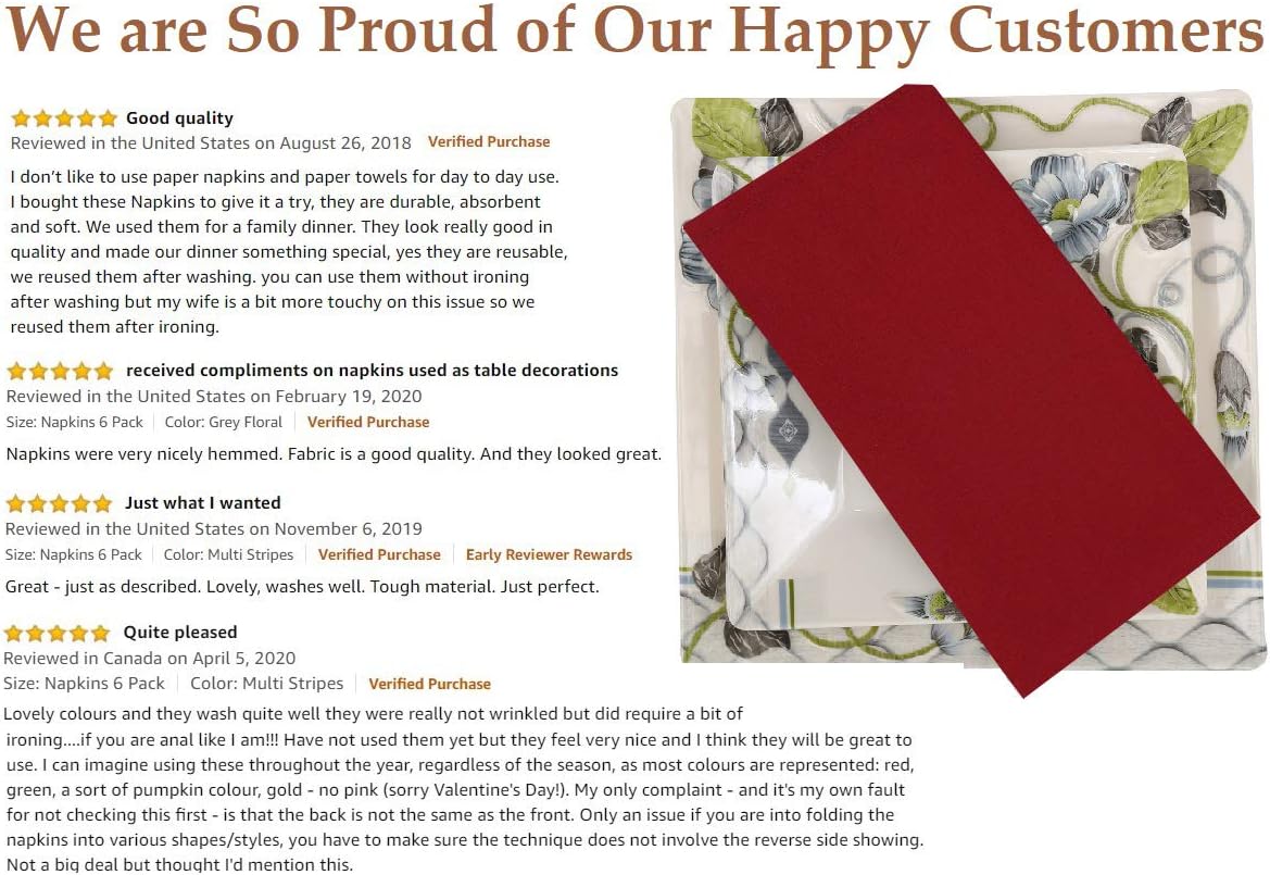 Ruvanti Kitchen Cloth Napkins 12 Pack (18"X18") Dinner Napkins Soft and Comfortable, Reusable Napkins, Durable Linen Napkins, Perfect Table Napkins/Burgundy Napkins for Family Dinners, Weddings: Home & Kitchen