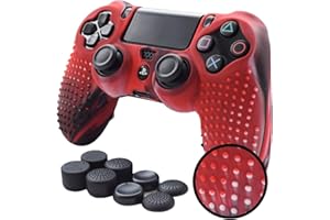Pandaren Studded Anti-Slip Silicone Cover Skin Set for PS4 /Slim/PRO Controller(CamouRed Controller Skin x 1 + FPS PRO Thumb Grips x 8)