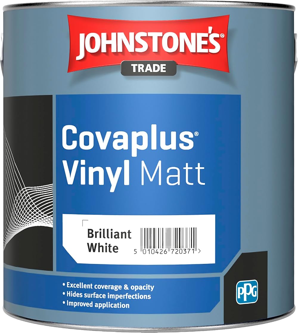 Johnstone's Covaplus Vinyl Matt Emulsion Brilliant White Paint 2.5L Interior