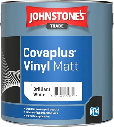 Johnstone's Covaplus Vinyl Matt Emulsion Brilliant White Paint 2.5L Interior