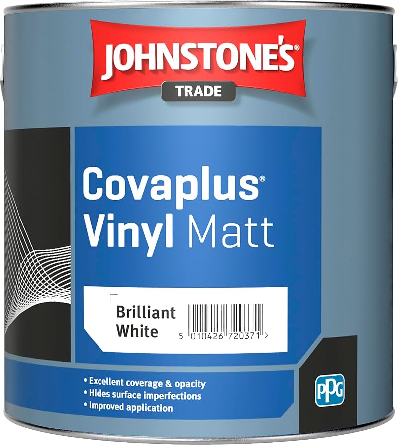 Johnstone's Covaplus Vinyl Matt Emulsion Brilliant White Paint 2.5L Interior