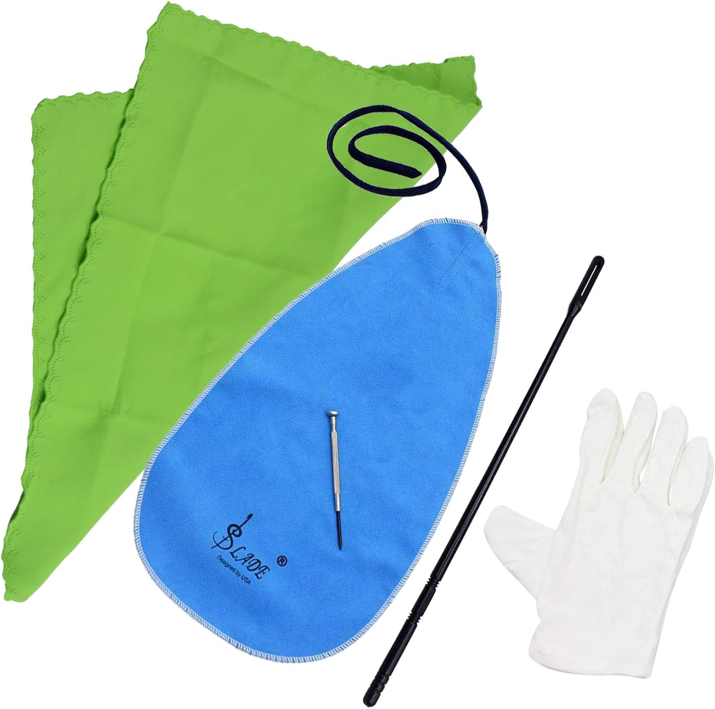 Flute Cleaning Kit Set with Cleaning Cloth Stick Screwdriver Gloves