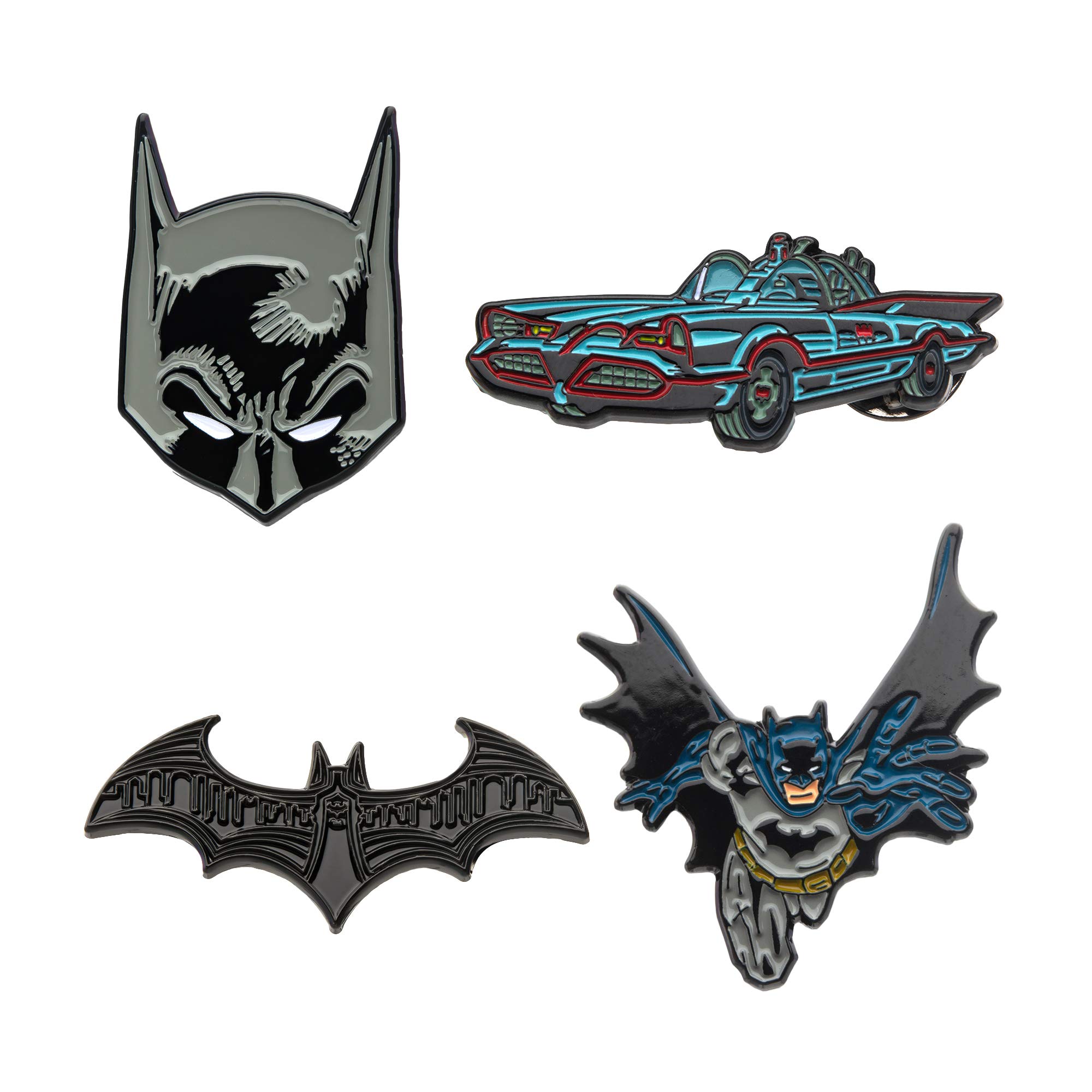 DC Comics Unisex Adult Batman Enamel Lapel Pin Set (4 piece), Grey, One Size