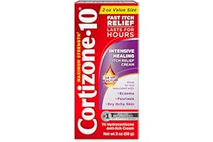 CORTIZONE 10 Cortizone-10 Maximum Strength Intensive Healing Itch Relief Cream, 1% Hydrocortisone, Fast-Acting, Anti-Itch Cream for Bug Bites, Rash, Eczema, Psoriasis, Poison Ivy, Oak, Sumac & More, 2 oz