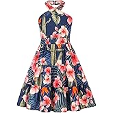 GRACE KARIN Girls Summer Dress Off Shoulder Floral A-line Midi Dress 5-14Y