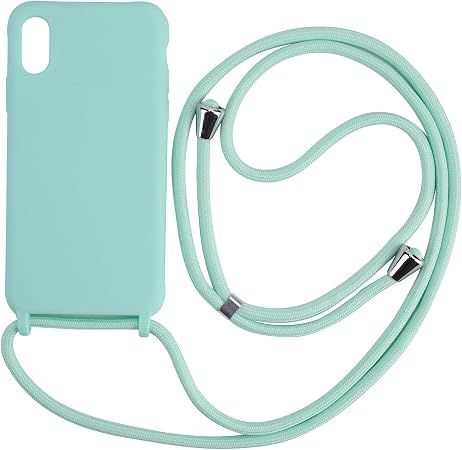 Coque IPhone 13 Avec Cordon Magnétique CaseLover - Silicone Transparent Galvanisé Bleu - Support Magsafe Intégré